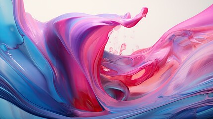 Liquid motion with iridescent ripples of cerulean and magenta