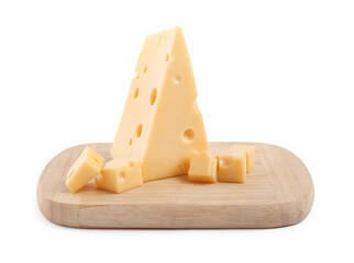 Cut fresh delicious cheese isolated on white