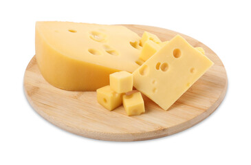 Cut fresh delicious cheese isolated on white