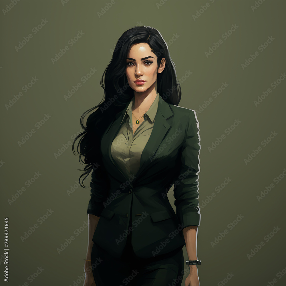 Wall mural Beautiful business woman illustrated