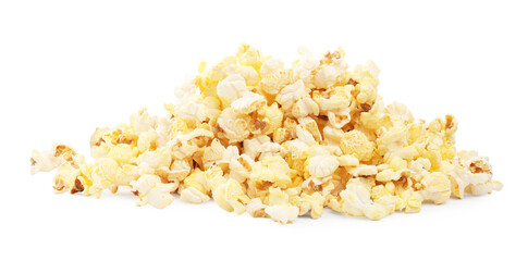 Pile of tasty fresh popcorn isolated on white