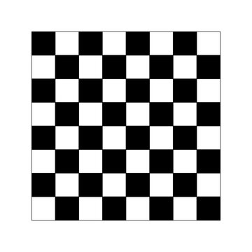 Empty chessboard plane isolated on white background. Tiled floor top view. Ceckerboard texture. Board surface with black and white squares pattern. Vector graphic illustration