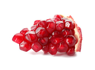 Piece of fresh pomegranate isolated on white