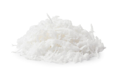 Fototapeta premium Pile of coconut flakes isolated on white