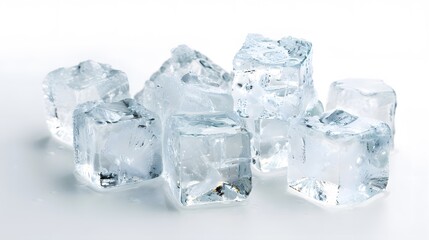 Collection of ice cubes, isolated on white background
