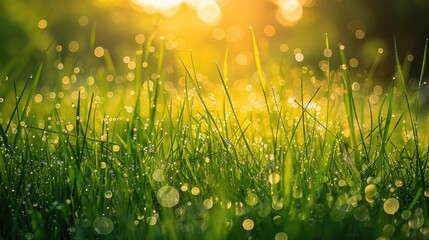 grass with dew nature background