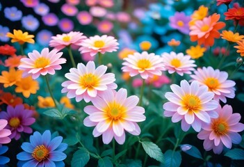 Fototapeta premium beautiful pink and yellow flowers background