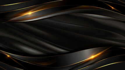 modern luxury black background wave gold lines - obrazy, fototapety, plakaty