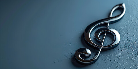 3D illustration of treble clef, musical note