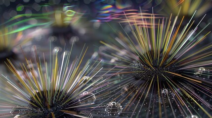 Sparkling Fiber Optic Cables Close-up with Bokeh Background