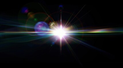 Fototapeta premium colorful light explosions forming abstract stars on black background