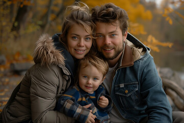 Fototapeta premium happy family in autumn