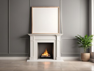 A traditional fireplace with empty shelves and empty walls in an elegant design.