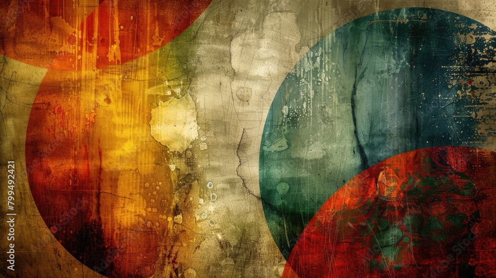 Poster multicolored grunge background with abstract texture and vintage design elements
