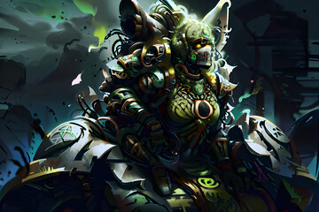 terrible wolf monster,carakter,illustration,3d,game,beast,Generative AI