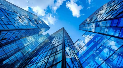 Fototapeta na wymiar Modern Glass Skyscrapers Touching the Sky on a Clear Day