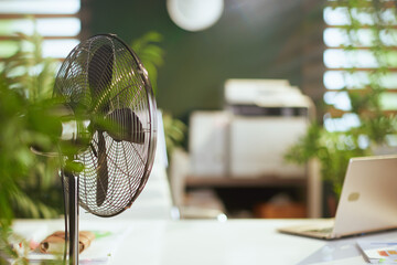 electric fan in modern green office