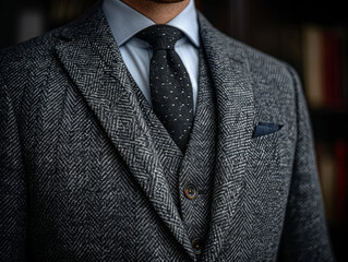 A tailored blazer in charcoal gray, perfect for layering and adding sophistication to any look. Concept of professional attire. Generative Ai.