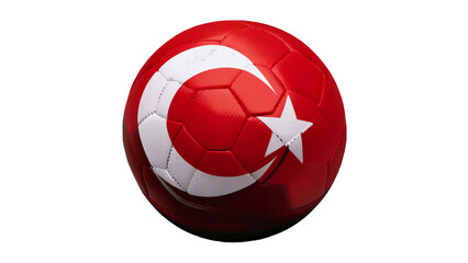 Soccer ball in the colors of the Turkey flag. isolated on transparent background, PNG, cut out, clipart, European Championship 2024
