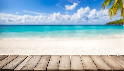 Fototapeta premium Blurred tropical beach background. Summer vacation. 