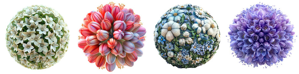 Globe Flower  Hyperrealistic Highly Detailed Isolated On Transparent Background Png File