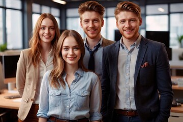 Successful business team of young professionals smiling
