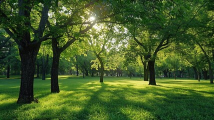 Fototapeta premium The lovely green trees dazzle with beauty
