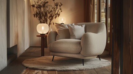 Cozy Modern Living Room Interior with Elegant Armchair