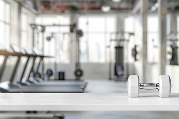 White table empty gym background