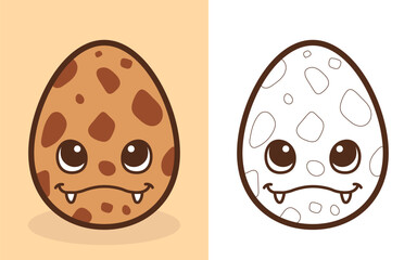 Cute cartoon dinosaur egg. Coloring page, coloring book. Vector illustration