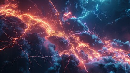 lightning strike colored 3d rendering element