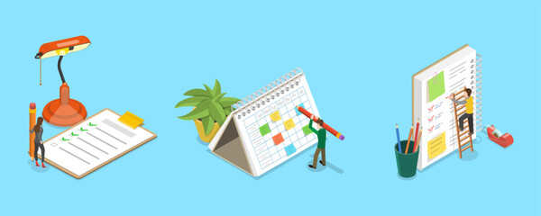 3D Isometric Flat Vector Illustration of Planning Schedule, Appointment, Calendar Application