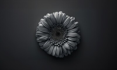 Elegance in Shadows: Exquisite Black and White Gerbera Daisy Isolated on Dark Backdrop