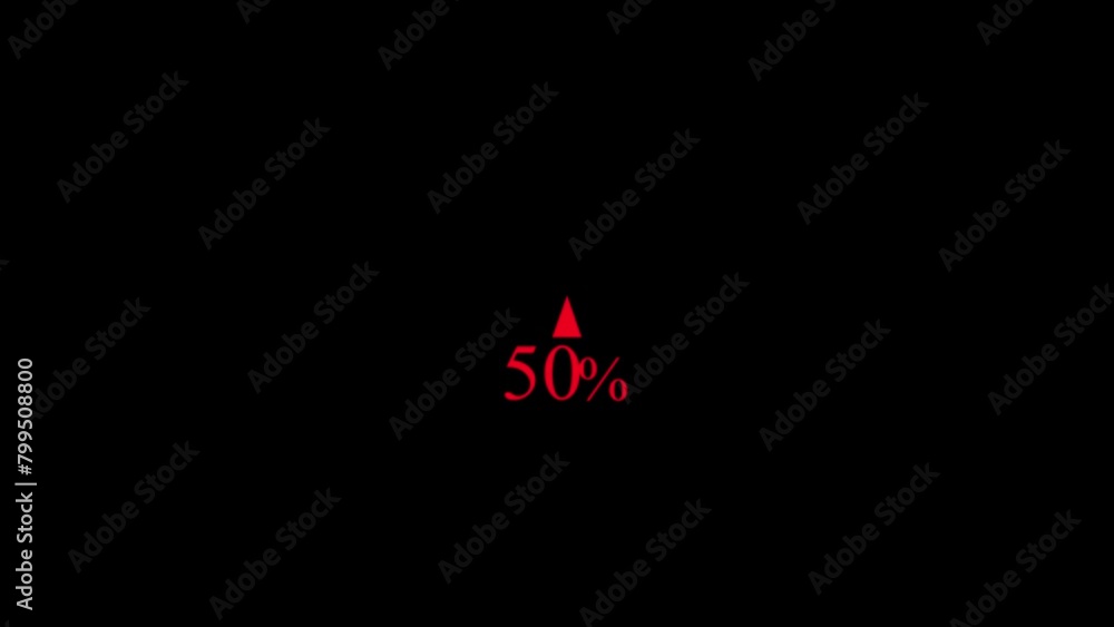 Aufkleber 4k red zero to hundred counting pin animation bar on black background. 0 to 100 percent rendering. 6