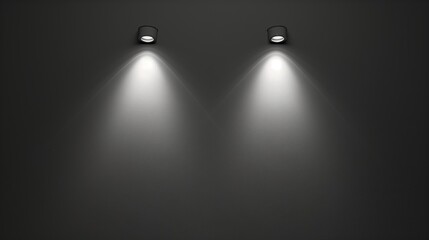 3d render of spotlights on a black wall with copy space