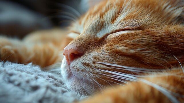 An image of a domestic cat sleeping on the sofa.