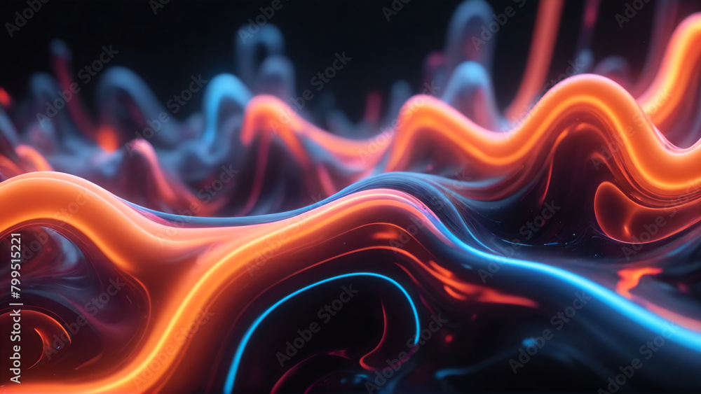 Poster abstract background with glowing lines. 3d neon illumination. sci-fi backdrop. technology banner tem