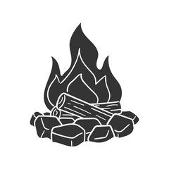 Firecamp Icon Silhouette Illustration. Adventure Vector Graphic Pictogram Symbol Clip Art. Doodle Sketch Black Sign.