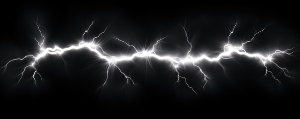 White lightning, isolated on a black background vector illustration glowing white electric flash thunder lighting blank empty pattern with copy space