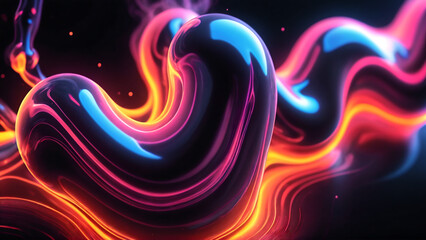Abstract liquid background. Futuristic fluid backdrop. Curvy glass shape. Sci-fi stock illustration