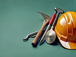 Fotobehang Celebrate the spirit of Labour Day with a stunning illustration featuring a hard hat and tools. This is the perfect opportunity to showcase your company's commitment to hard work and dedication. The i © Mahmud