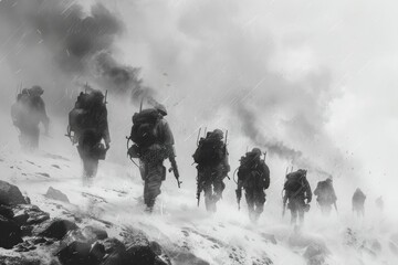 The memories of fallen comrades are etched in the hearts of those who served alongside them, a bond that transcends time and space. - obrazy, fototapety, plakaty