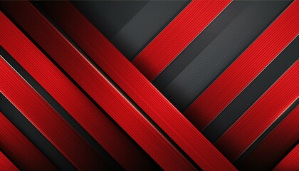 Obraz premium Dynamic red stripes on abstract black background - vibrant and modern design