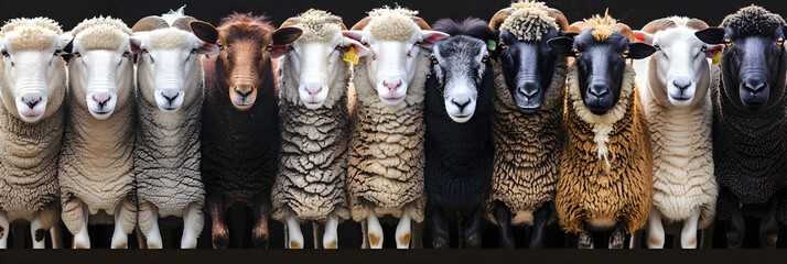 Comprehensive Educational Illustration of Various Global Sheep Breeds - obrazy, fototapety, plakaty