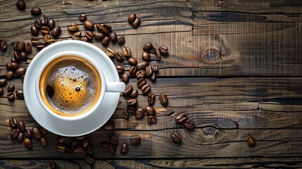 Coffee Cup Submerged in Bean Mountain