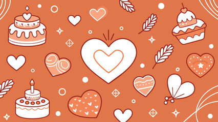 seamless background with hearts, love background, vector