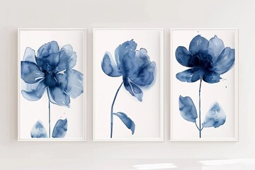 Beautiful Blue Bloom Watercolor Poster: Abstract Indigo Blossom Print
