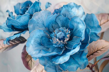 Boho Blue Bloom Poster: Unique Bohemian Style Floral Print for Interior Design