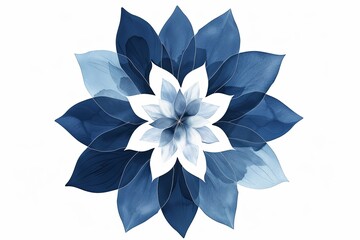 Chic Blue Gradient Petal Illustration: Sophisticated Navy and Indigo Floral Decor