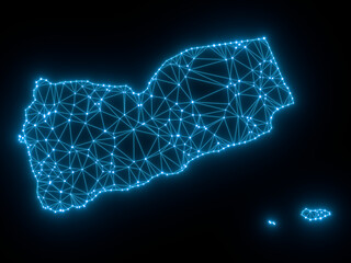 A sketching style of the map Yemen. An abstract image for a geographical design template. Image isolated on black background.